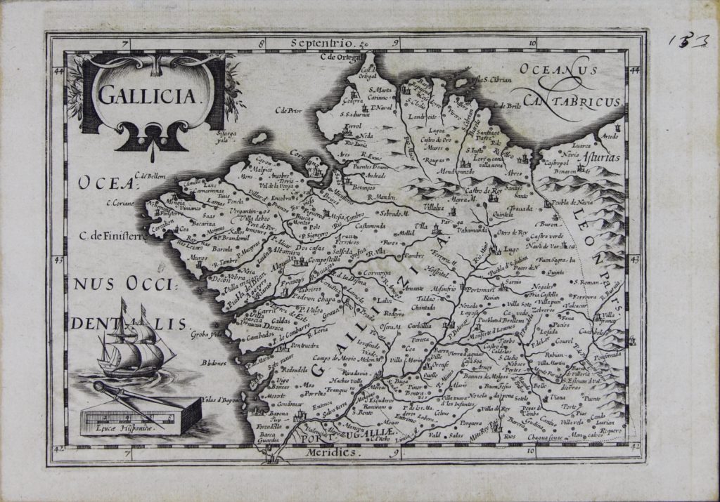 Mapa da Galiza ca. 1630, de Iudoci Hondij e Johannis Cloppenburgij